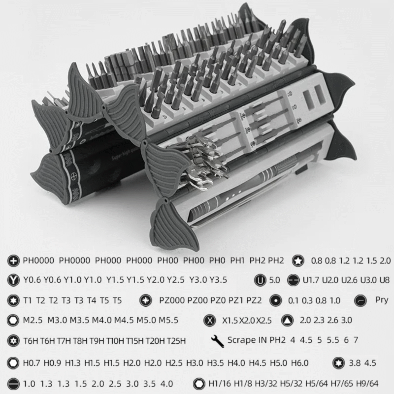 ست پیچ‌گوشتی Precision ۱۲۸-in-1 با فولاد کروم-وانادیوم و قابلیت مگنتیک – جعبه ابزار حرفه‌ای تعمیرات - تصویر 10