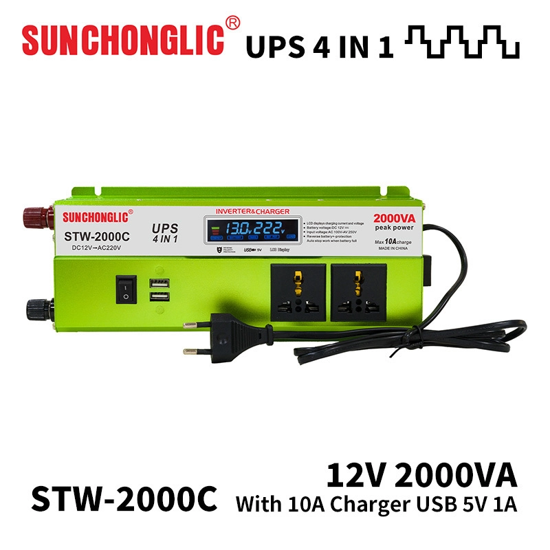 اینورتر UPS شارژر دار ۱۲ ولت به ۲۲۰ ولت ۲۰۰۰ وات مدل STW-2000C SUNCHONGLIC - تصویر 2