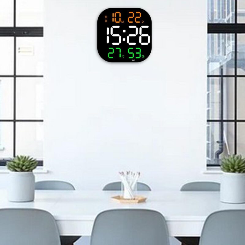 ساعت دیواری دیجیتال مربع مدل 6632 با صفحه نمایش بزرگ - تصویر 5