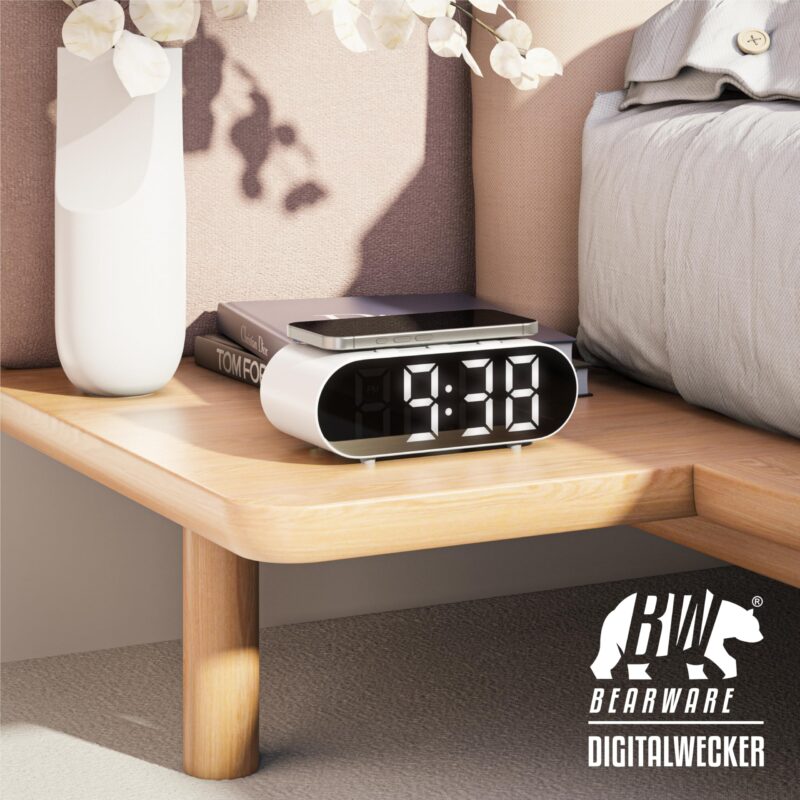 ساعت رومیزی دیجیتال مدل GH9000 با نور Mood و شارژر بی‌سیم - تصویر 5