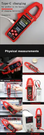 مولتی‌متر کلمپی دیجیتال شارژی HYTAIS مدل TS26D با اندازه‌گیری AC/DC - تصویر 2