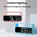 ساعت رومیزی دیجیتالی LED RGB مدل5520 | چراغ خواب 8 رنگ با آلارم و نمایش تاریخ - تصویر 4