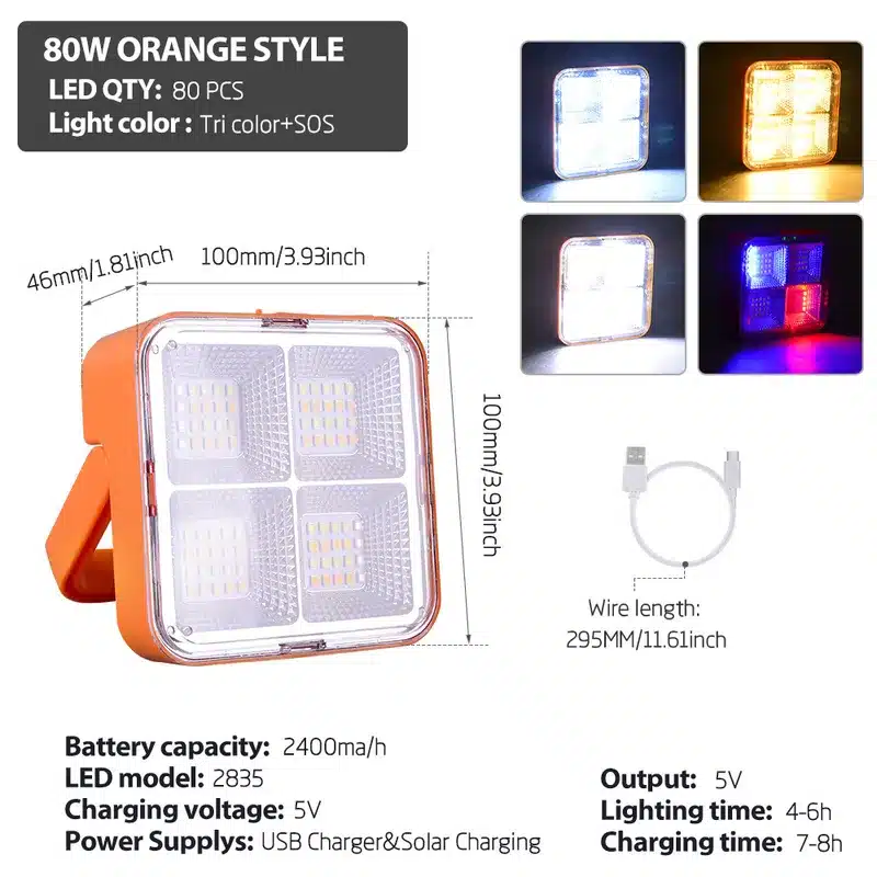 چراغ سیلابی LED خورشیدی آویز Solar Light مدل KC-SCP011 - تصویر 2