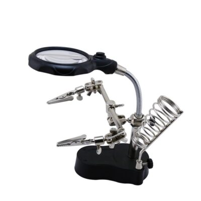 گیره مونتاژ ذره‌بین‌دار LED به همراه پایه هویه مدل TE-801